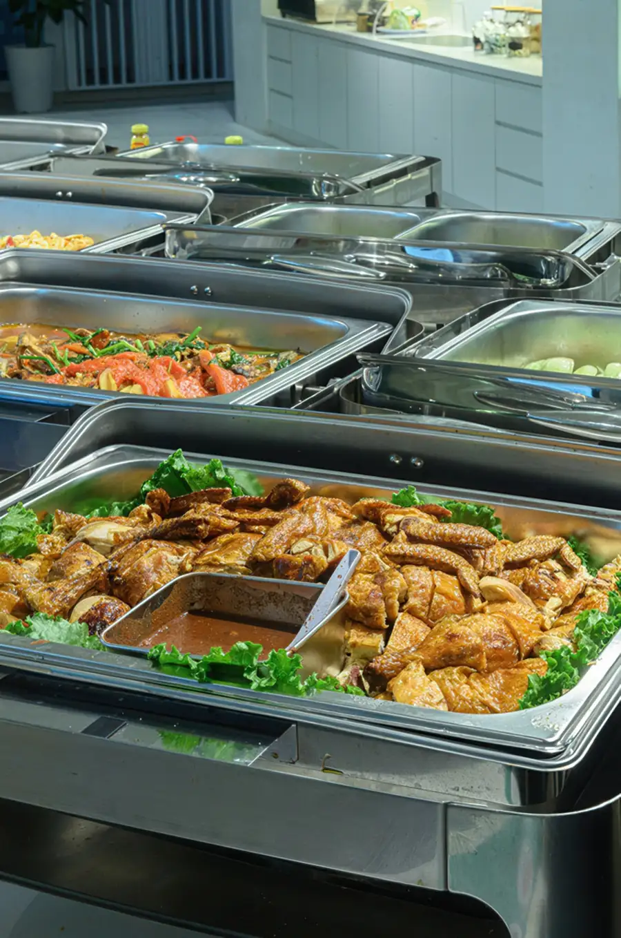 Food selection on the resort buffet table Arcadia Beach Resort