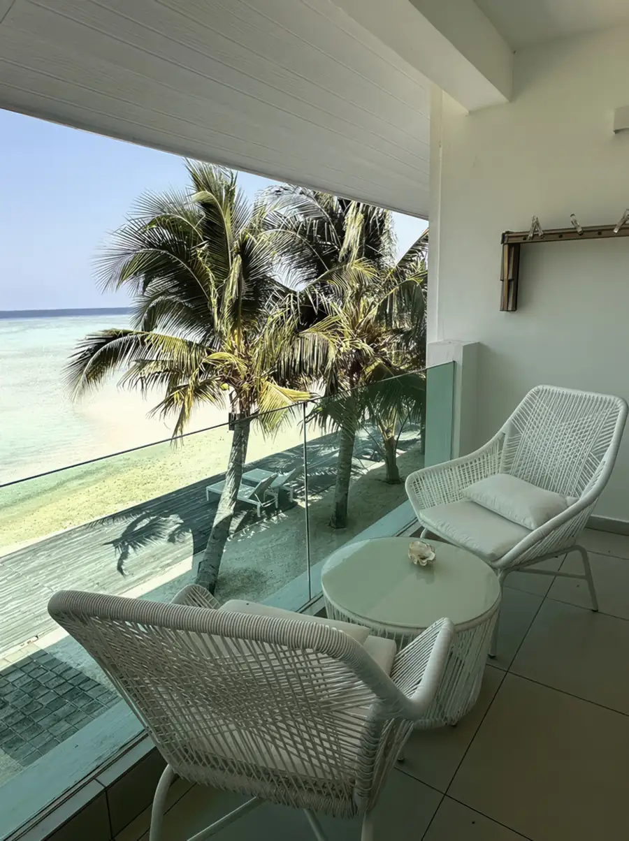 Panoramic ocean view from the room balcony